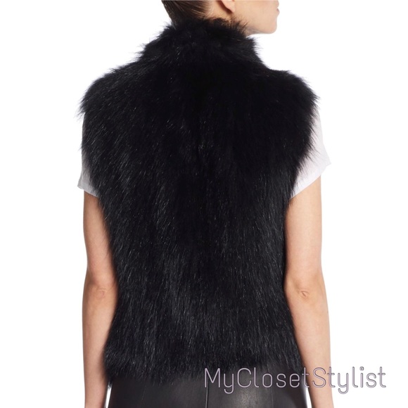VINCE Black Fur Jacket $1,800 Coat Vest! NWT Raccoon Small Silky SOFT! - Picture 6 of 8